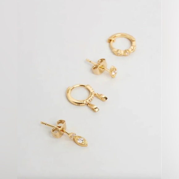 MICRO DANGLE HOOP SET LUV AJ GOLD MEJURI GORJANA ANTHROPOLOGIE REVOLVE - Picture 3 of 7